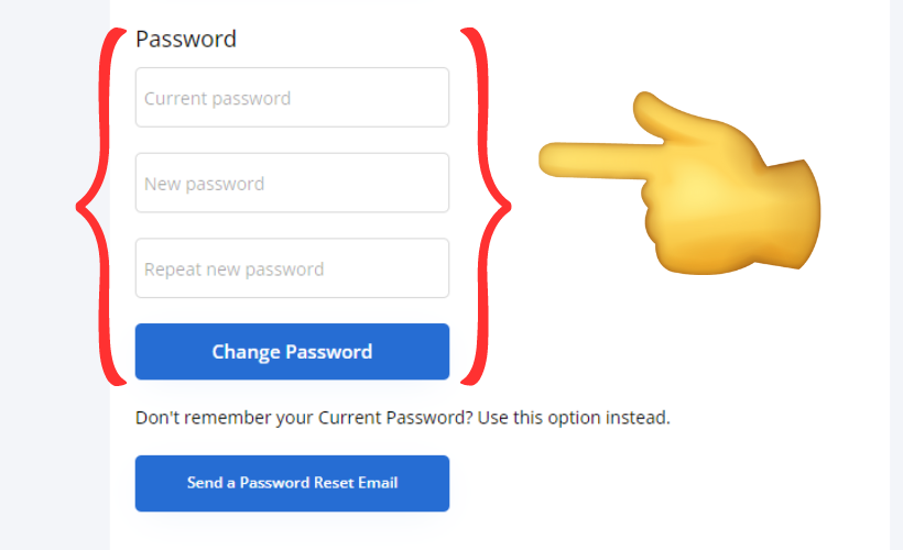 Account Settings tab - Password