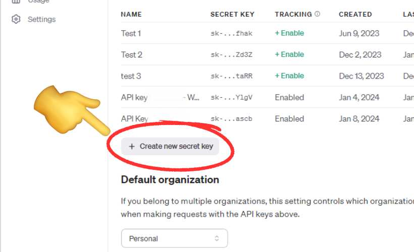 OpenAI Playground API Keys Screenshot 3