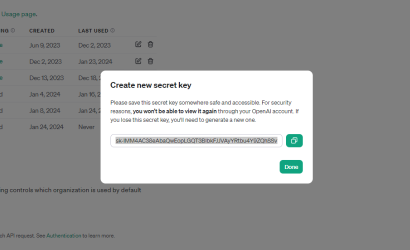 OpenAI Playground API Keys Screenshot 5